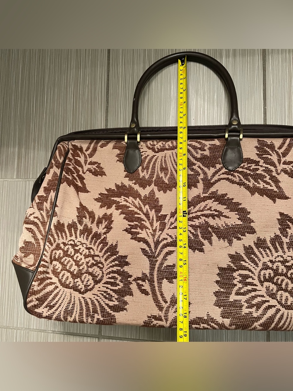Vintage Bueno Tapestry Carpet Weekender Bag Floral flowers travel - Picture 9 of 13